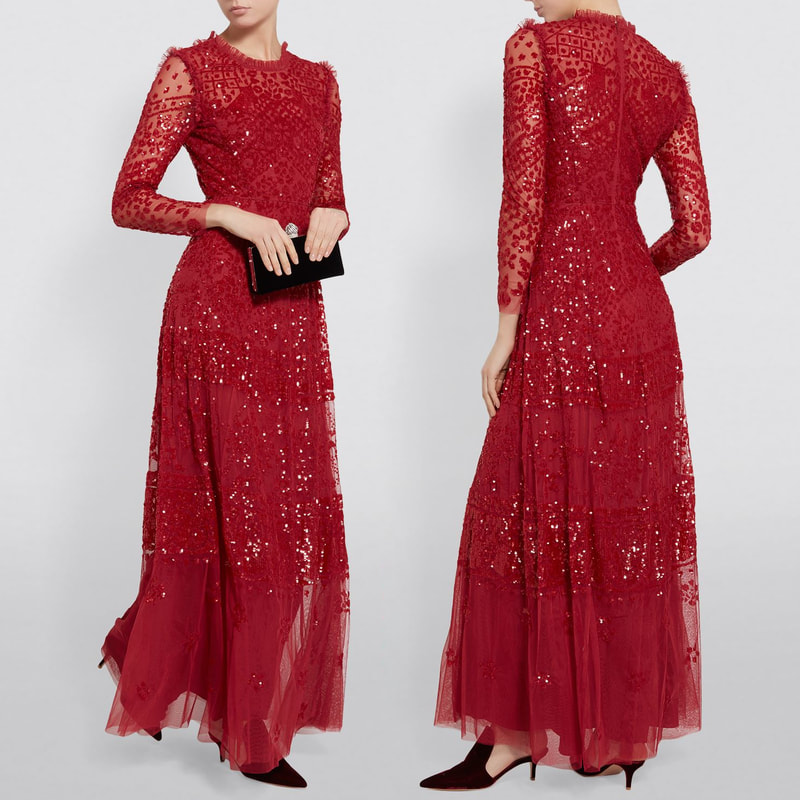 Needle & Thread 'Aurora' Sequin Gown in Red