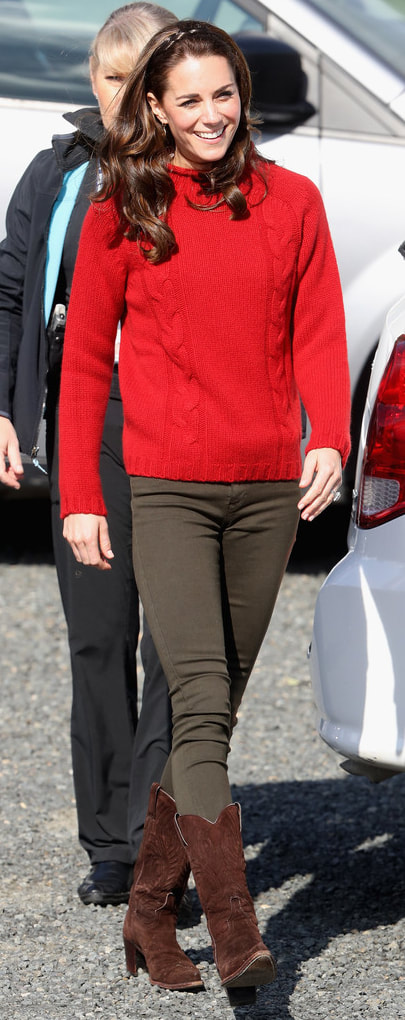 Really Wild Red Cashmere Cable Crew Sweater as seen on Kate Middleton, The Duchess of Cambridge.