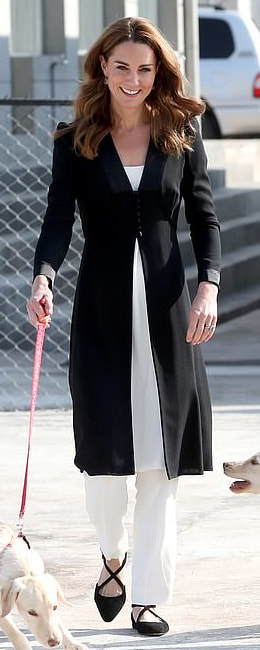 Beulah London Papilio Wool Crepe Black Coat as seen on Kate Middleton, The Duchess of Cambridge.
