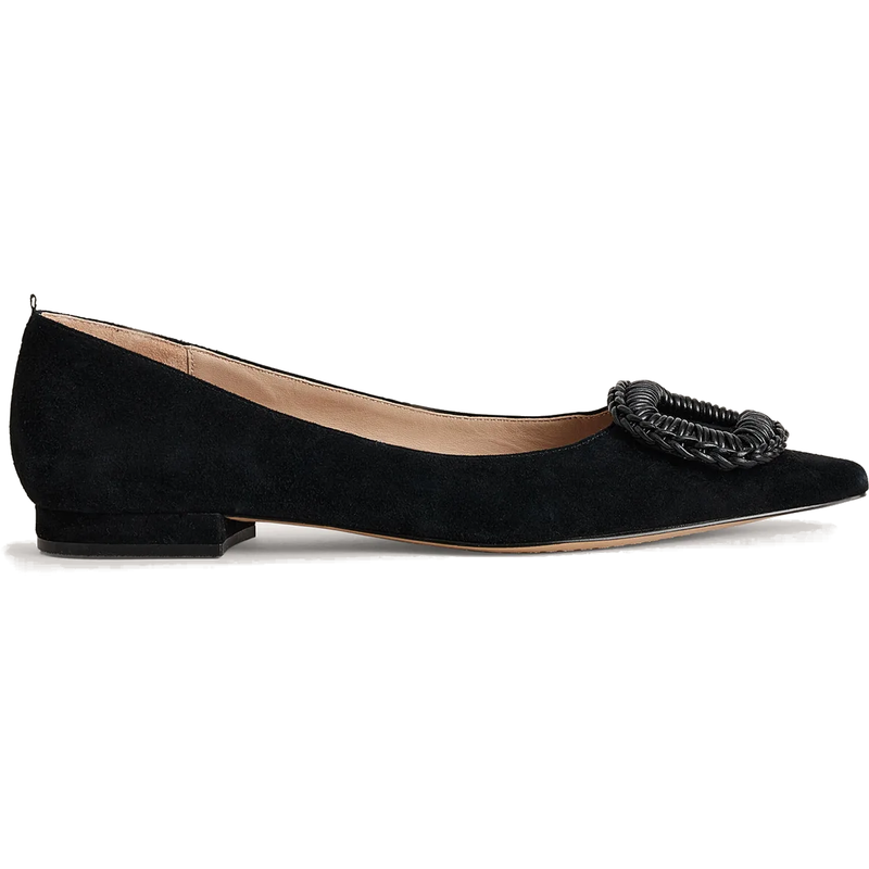 Boden Pointed Ballet Flats in Black Suede