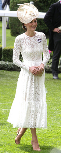 Dolce & Gabbana White Lace Dress as seen on Kate Middleton, Duchess of Cambridge at Royal Ascot 2016