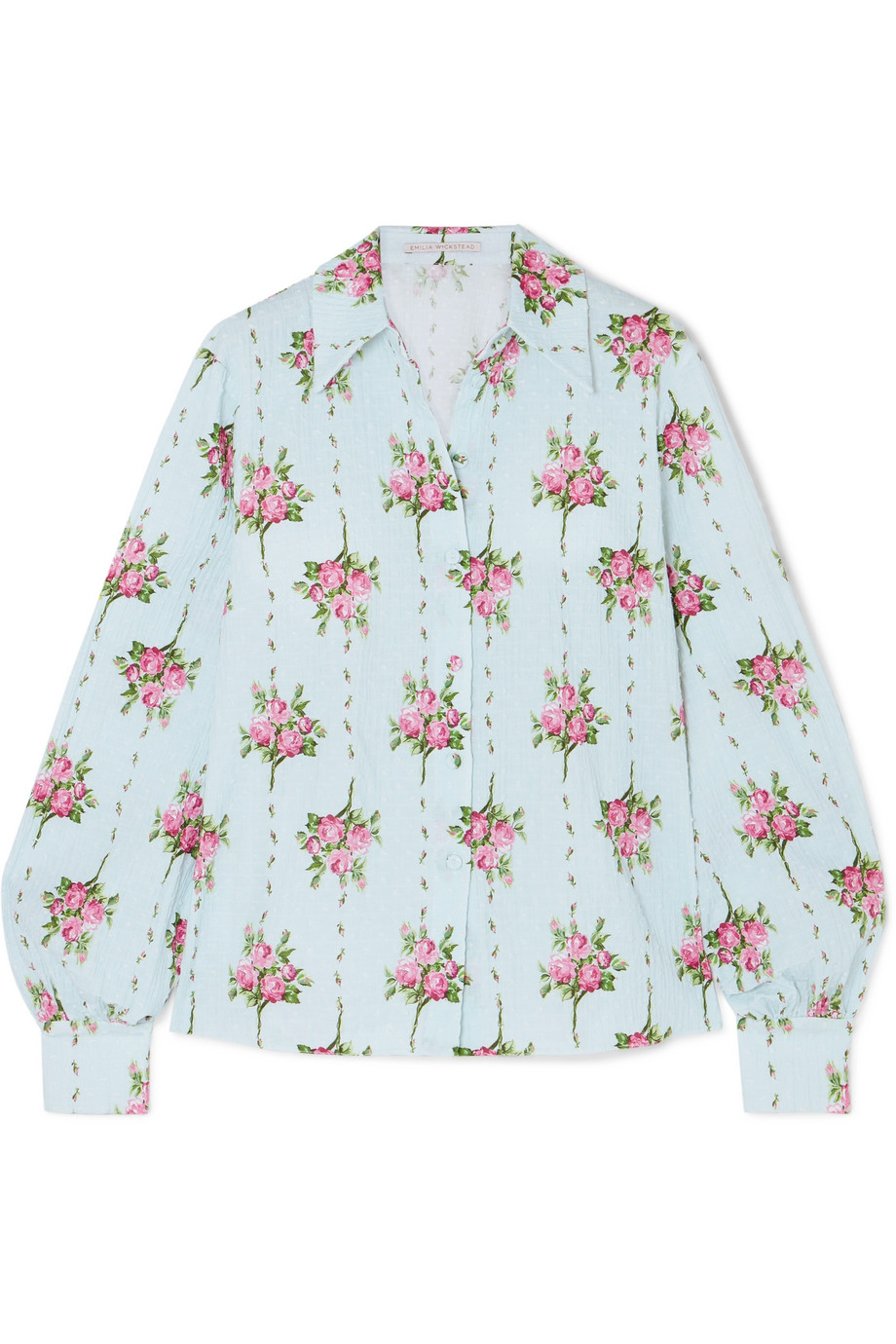  Emilia Wickstead Floral-print Swiss-dot cotton-blend seersucker shirt