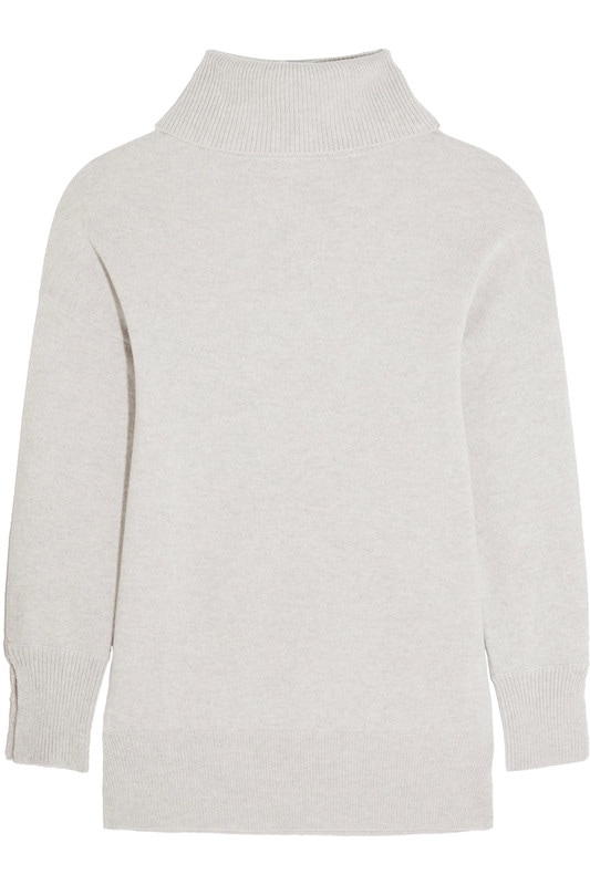 Iris and Ink Grace cashmere turtleneck sweater in light grey