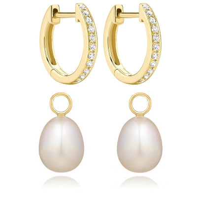Annoushka Pearl & Kiki Diamond Hoop Earrings.