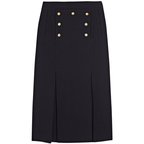 Alexander McQueen Navy Military Wool Skirt
