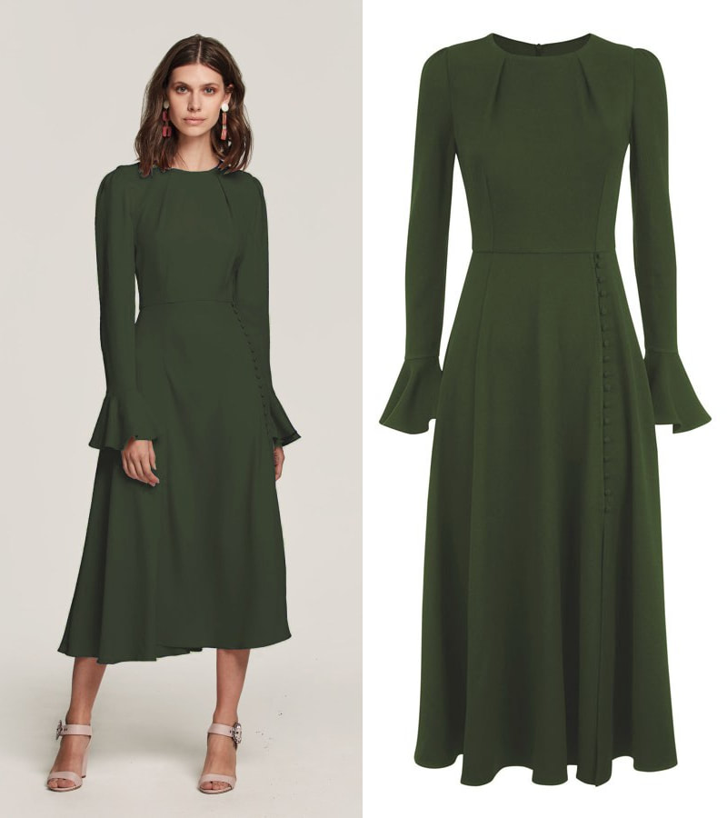  Beulah London Yahvi tailored midi dress in olive green