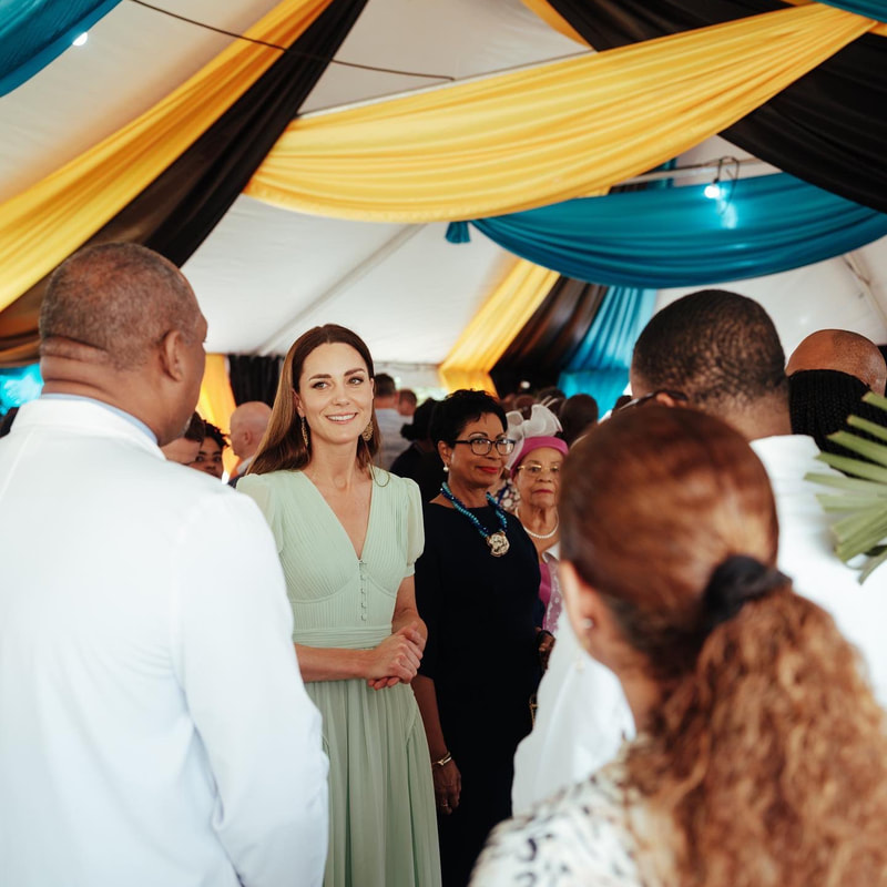 The Duchess of Cambridge meet key workers and frontline staff in the Garden of Remembrance Bahamas 2022
