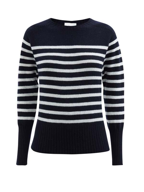 Erdem 'Lotus' Striped Cashmere Sweater in Navy/White