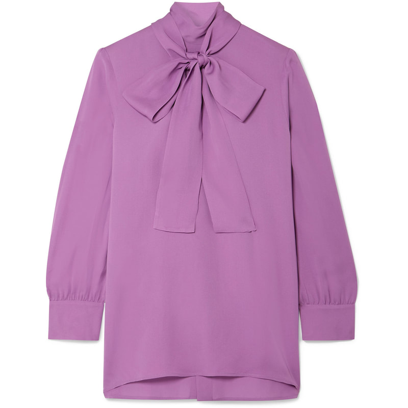 Gucci Purple Pussy Bow Silk Crepe Blouse