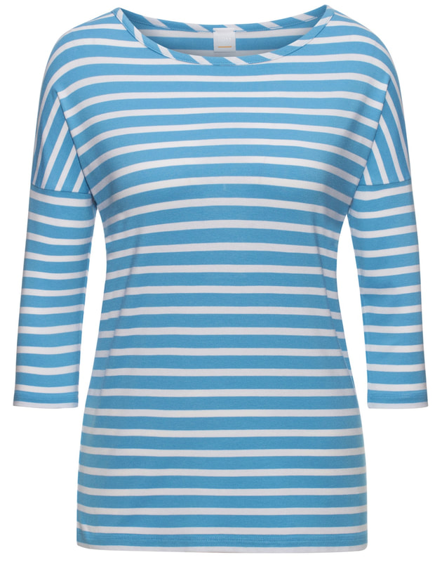 Hugo Boss BOSS ORANGE Tamarini Blue Relaxed-fit striped T-shirt in stretch fabric Style no - 50385475