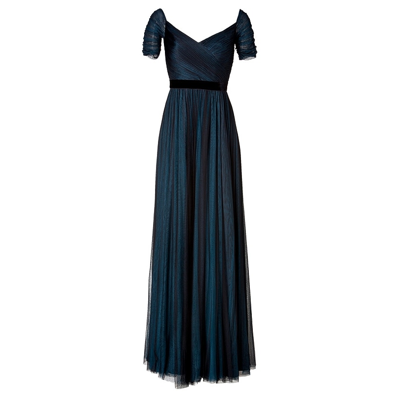 Jenny Packham Ink Blue Silk Tulle Gown