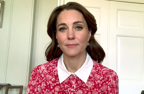 Kate Middleton, the Duchess of Cambridge wears Beulah London Calla Red Rose Shirt Dress for launch of Mental Health Awareness week on 18 May 2020