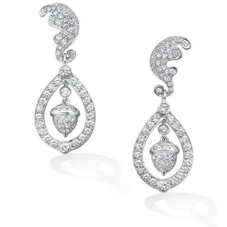 Kate Middleton Wedding Earrings - Robinson Pelham Diamond Oak Leaf and Acorn Drops