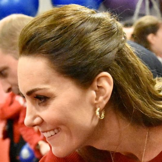 Duchess Kate Middleton wears Asprey London Oak Leaf Small Hoop Earrings