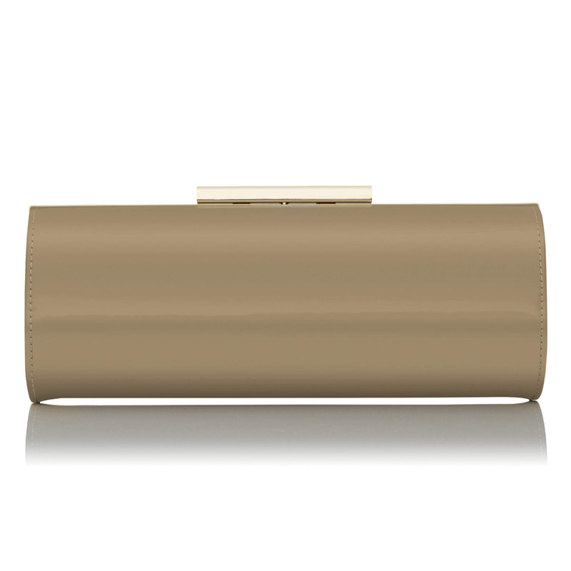 L.K. Bennett Avona Taupe Patent Leather Roll Clutch