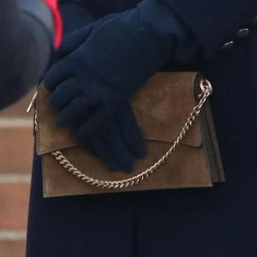 Duchess Kate carries Métier Roma small suede shoulder bag