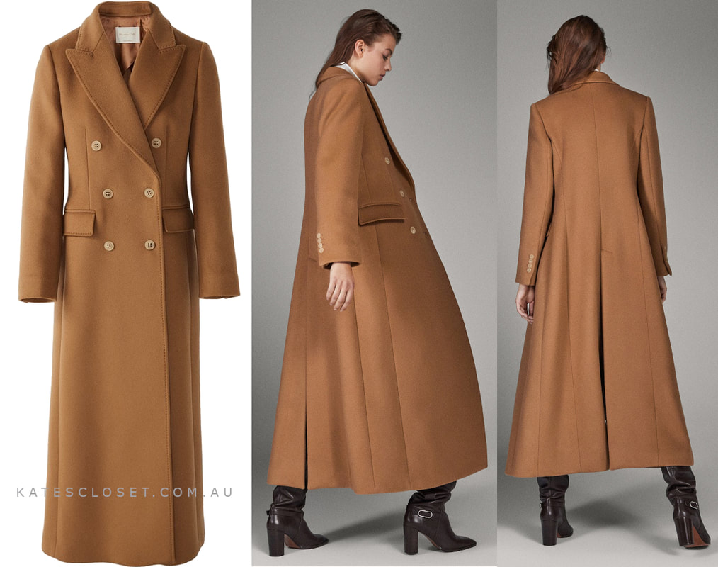 Massimo Dutti Limited Edition Button Cashmere Wool Camel Coat