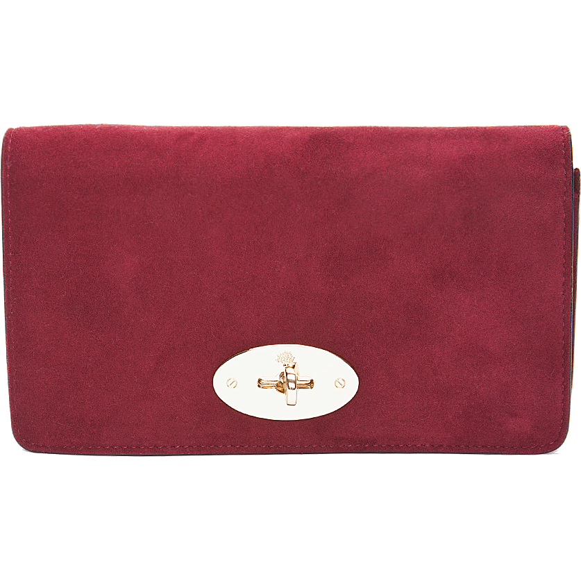 Mulberry Bayswater Cranberry Suede Clutch