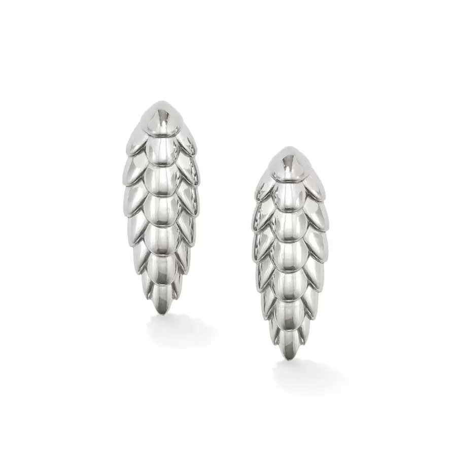Patrick Mavros Pangolin Haka Earrings in Silver
