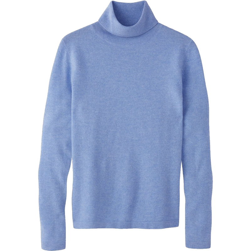 Pure Collection Cashmere Roll Neck Sweater in Heather Cornflower