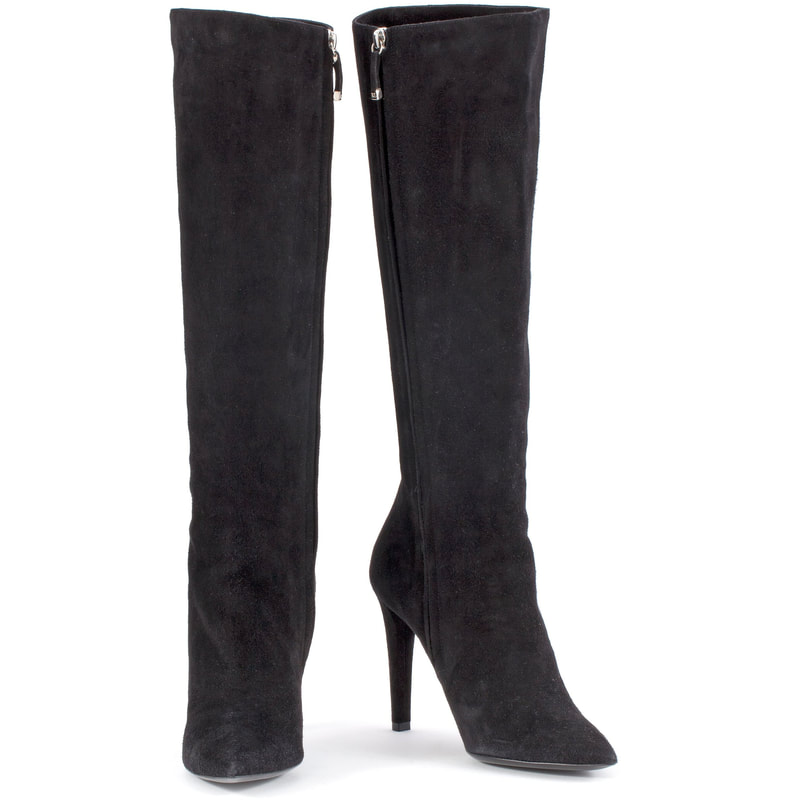 Ralph Lauren Collection Black Suede High Heel Boots