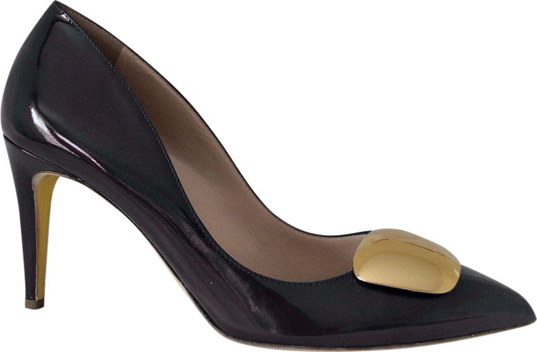 Rupert Sanderson 'Nada' pumps in black patent with a gold pebble