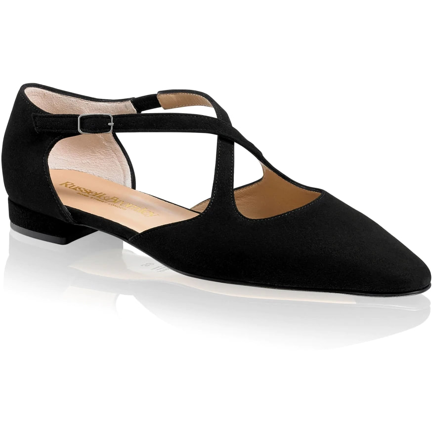 Russell & Bromley 'Xpresso' Black Suede Crossover Flat