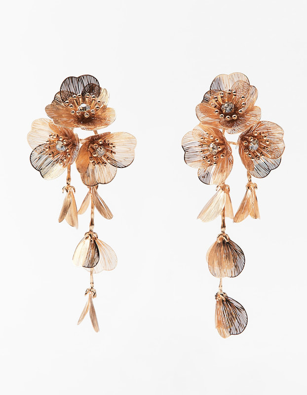 Zara golden cascading floral earrings