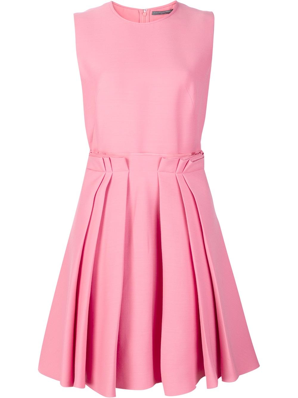 Alexander McQueen pink paperbag-waist pleated dress