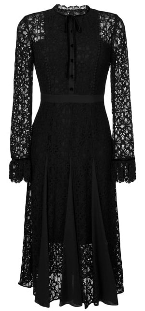 Temperley London Eclipse Lace Collar Dress in Black