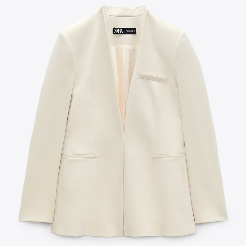 Zara Inverted Lapel Blazer in Ecru - Kate Middleton Outerwear - Kate's  Closet