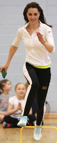 Nike Baseline 3/4 Sleeve Tennis Top in White as seen on Kate Middleton, The Duchess of Cambridge.