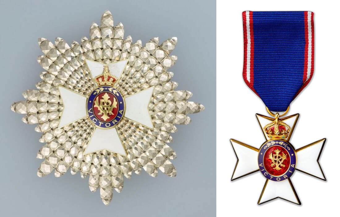 Royal Victorian Order sash and badge, along with the Maltese Cross