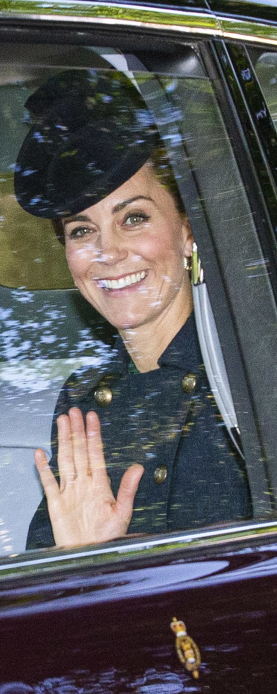 Guinea London Navy Herringbone Wool Trench Coat as seen on Kate Middleton, The Duchess of Cambridge.