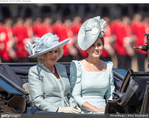 Kate Middleton Duchess of Cambridge and Camiila Duchess of Cornwall at Trooping the Colour 2018