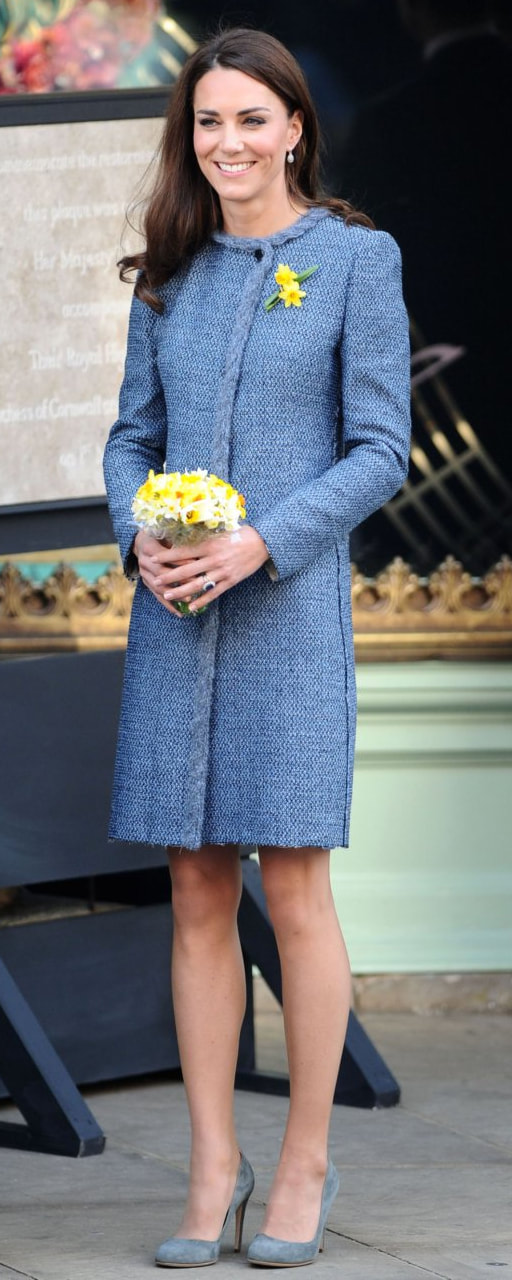 M Missoni Lurex Trim Tweed Coat in Blue as seen on Kate Middleton, The Duchess of Cambridge.