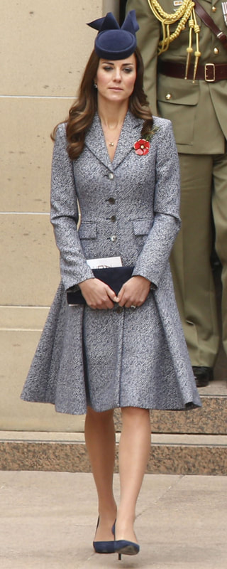 Michael Kors Indigo Twill Coat as seen on Kate Middleton, The Duchess of Cambridge.