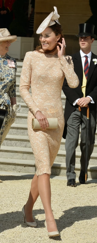 Jane Corbett Lace Slice Hat in Nude as seen on Kate Middleton, The Duchess of Cambridge.