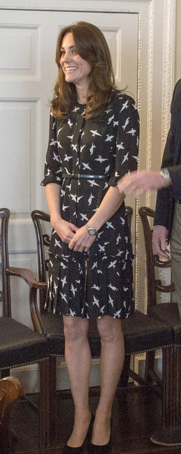 Jonathan Saunders EDITION Black Bird Print Dress as seen on Kate Middleton, The Duchess of Cambridge.