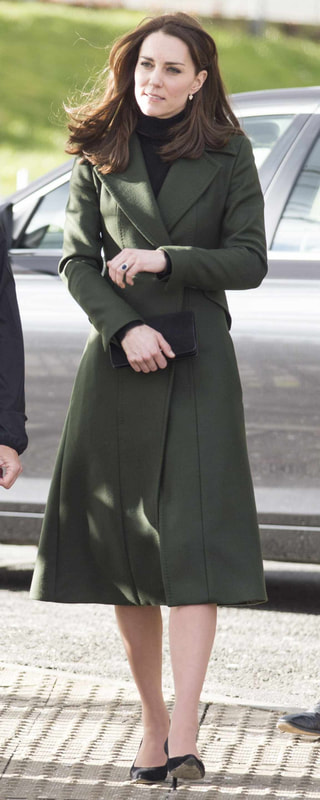 Sportmax Green Long Belted Coat as seen on Kate Middleton, The Duchess of Cambridge.