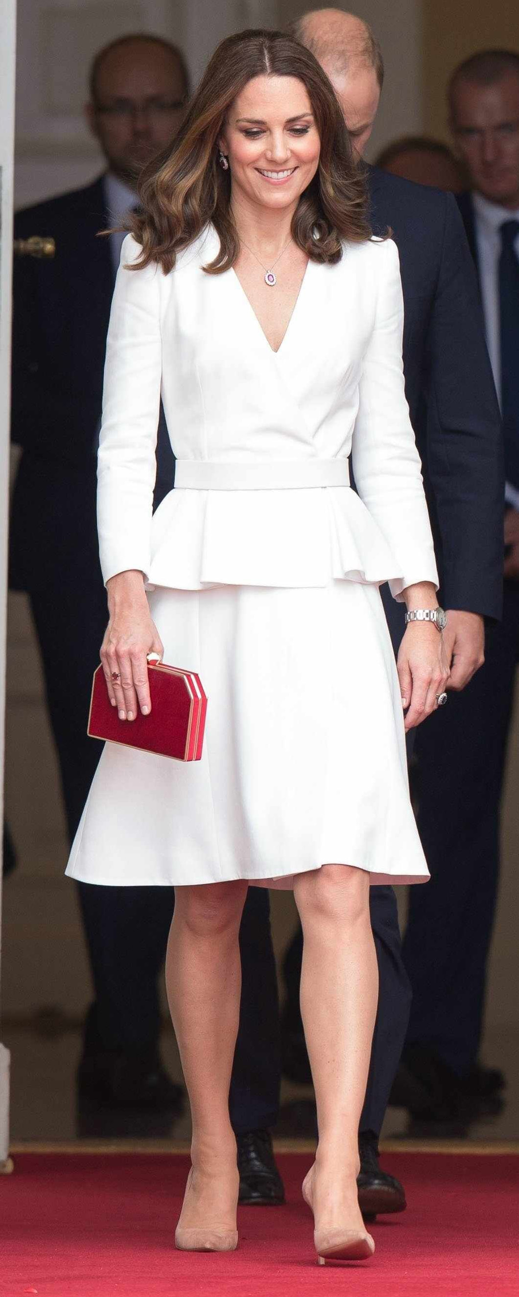 Alexander McQueen Ivory Peplum-Waist Coatdress as seen on Kate Middleton, The Duchess of Cambridge