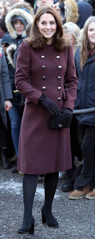D&G Double Breasted Coat in Plum as seen on Kate Middleton, The Duchess of Cambridge.