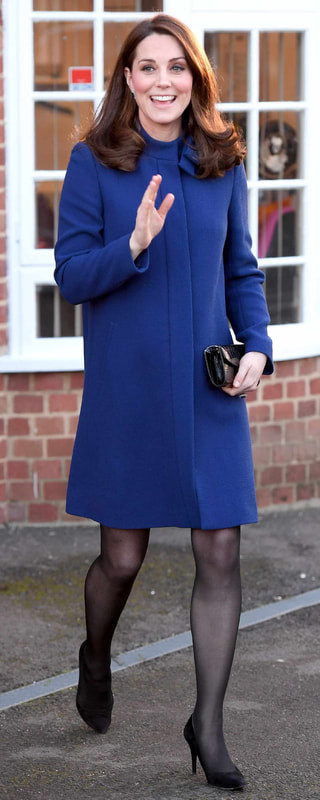 Goat 'Ellory' Bow Detail Coat in Marine Blue as seen on Kate Middleton, The Duchess of Cambridge.