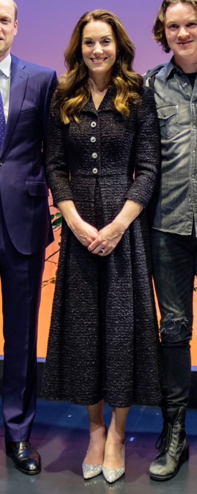 Eponine Black Bouclé Evening Dress as seen on Kate Middleton, The Duchess of Cambridge.