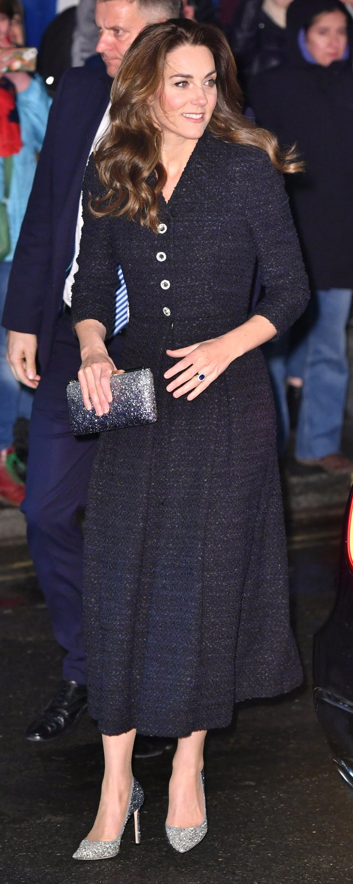 Jimmy Choo Ellipse Navy & Silver Glitter Dégradé Clutch as seen on Kate Middleton, The Duchess of Cambridge.