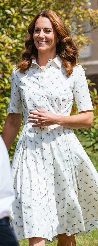 Suzannah Cotton Shirt Dress Blue Polka as seen on Kate Middleton, The Duchess of Cambridge.