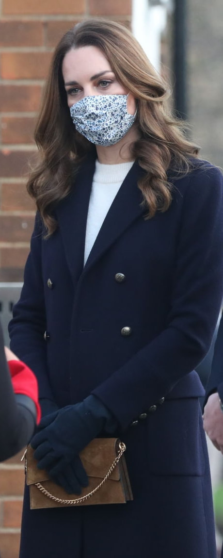 Amaia Reusable Cotton Face Mask in  Blue Pheobe as seen on Kate Middleton, the Duchess of Cambridge.