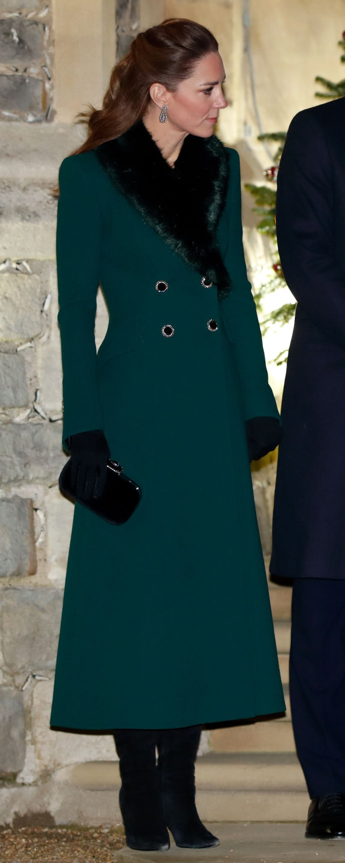 Troy London Forest Green Faux Fur Lapel Collar as seen on Kate Middleton, the Duchess of Cambridge.
