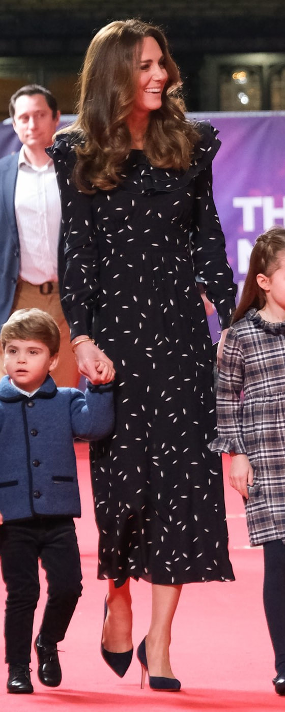 The Duchess of Cambridge attended a special performance of The National Lottery’s Pantoland at The Palladium with her family on 11 December 2020