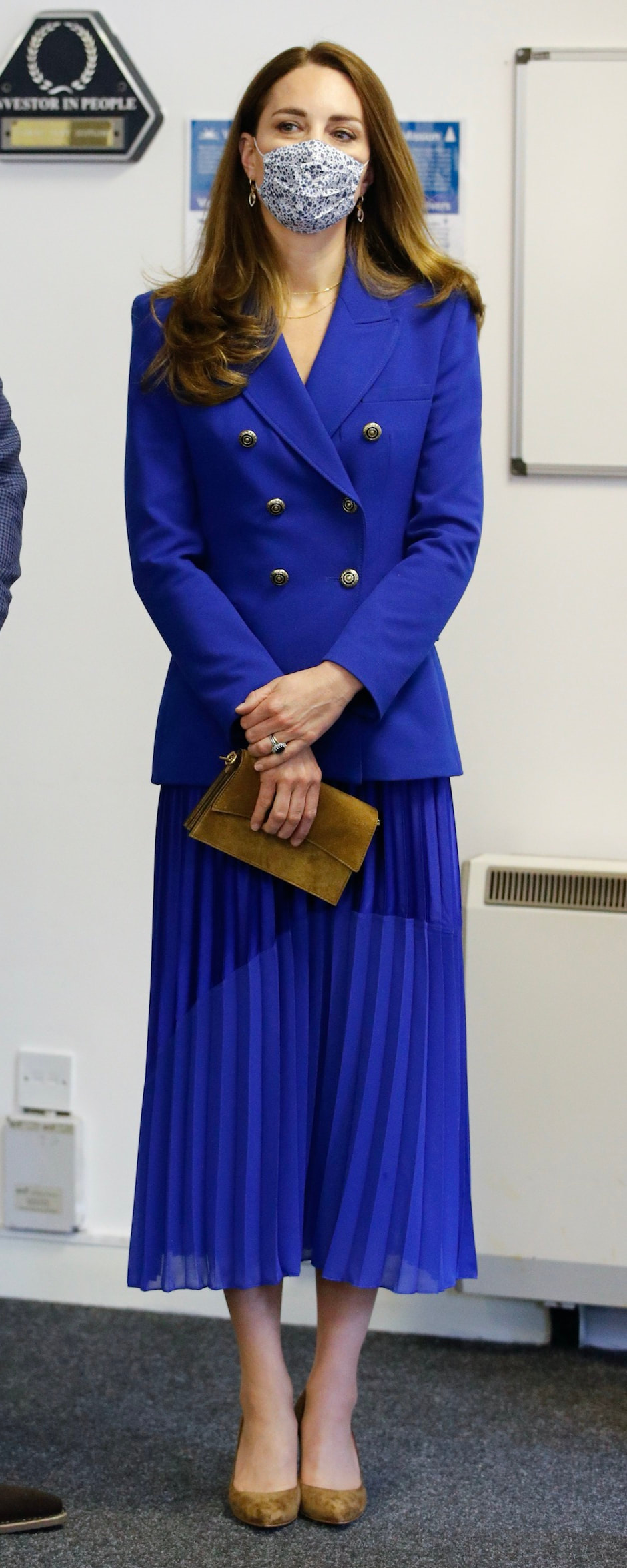 Hope Contrast Hem Pleated Skirt in Cobalt as seen on Kate Middleton, The Duchess of Cambridge.